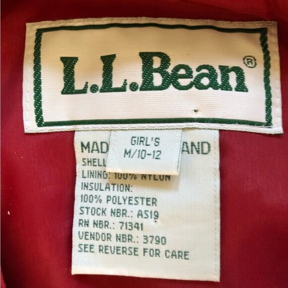 L.L. Bean Kids Vintage Hooded Ski Jacket Red Bandana Pocket Size 10-12 - Picture 10 of 13